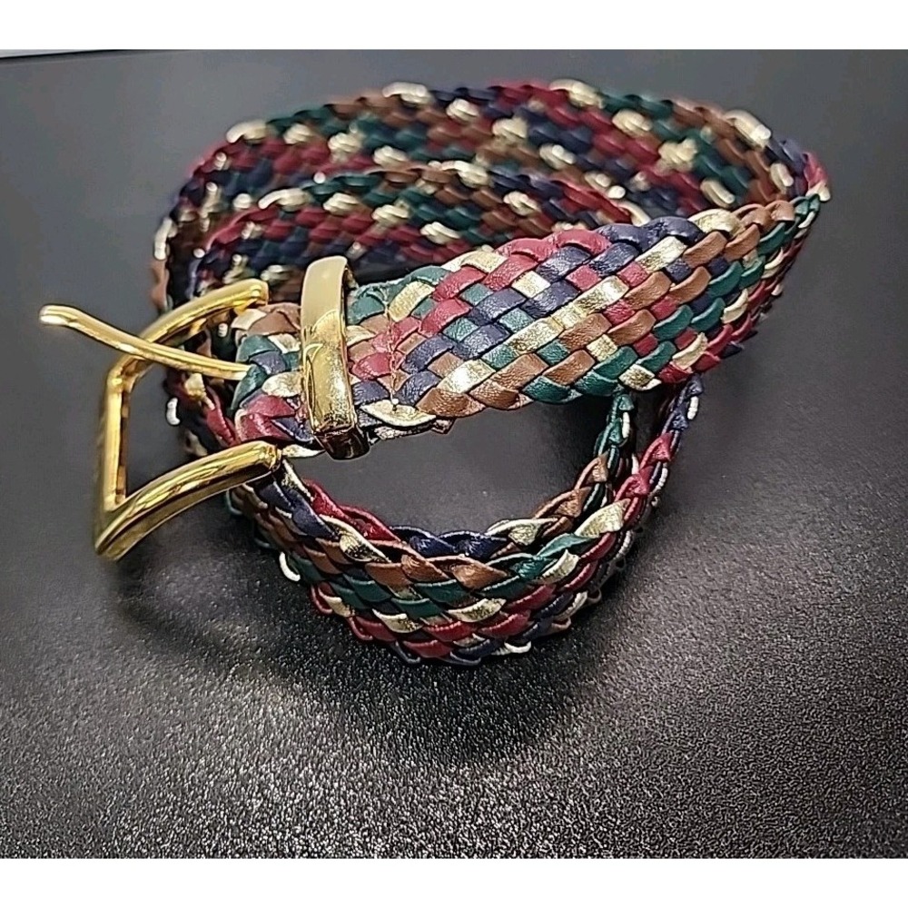 Vintage Boho Capezio Braided Leather Belt Multi-Color‎ Size S39"